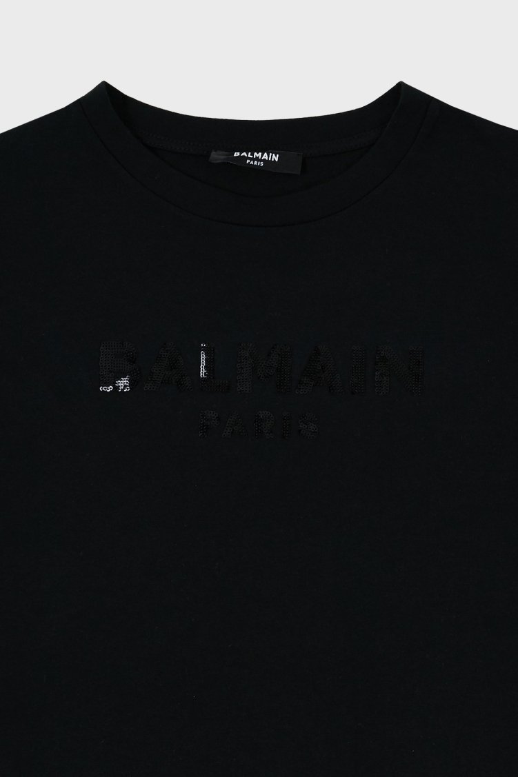 Balmain Pamuklu Bisiklet Yaka Çocuk T Shirt 6M8071 MA030 930 SİYAH - Balmain (1)