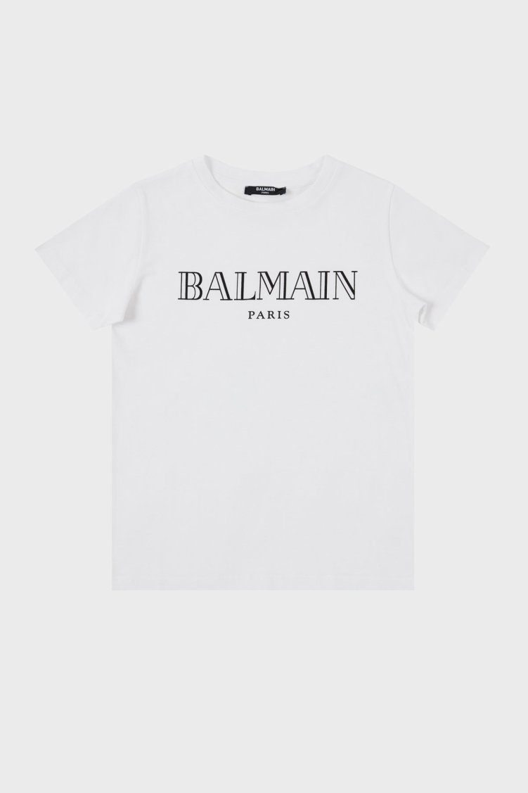 Balmain Pamuklu Bisiklet Yaka Çocuk T Shirt 6M8721 MX030 100 BEYAZ - Balmain