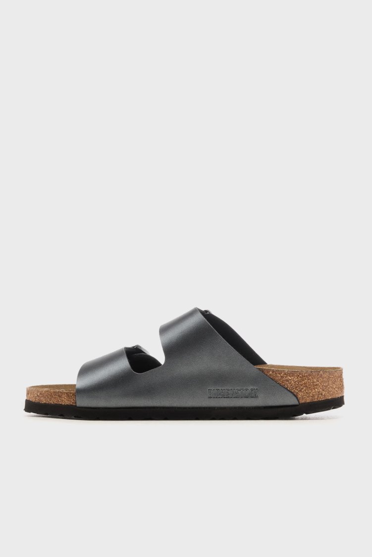 Birkenstock Arizona Bf Hakiki Deri Çift Bantlı Metalik Kadın Terlik 1029224 ANTRASİT - Birkenstock (1)