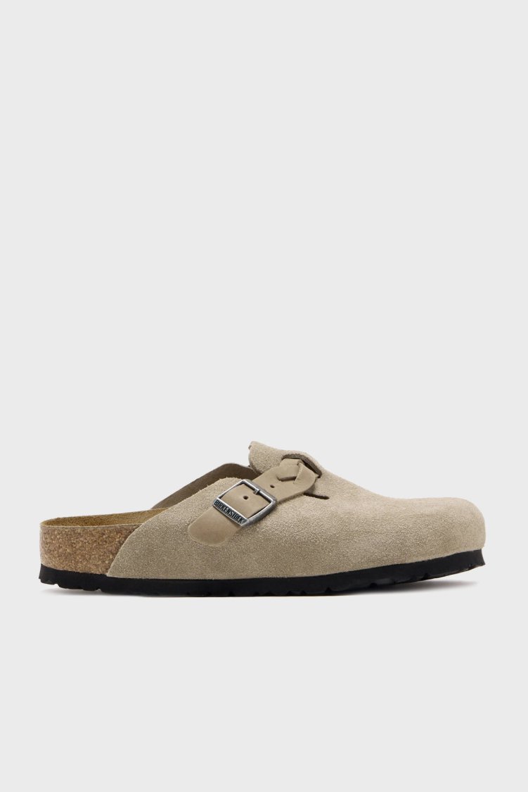 Birkenstock Boston Braided Kemer Detaylı Süet Kadın Terlik 1026694 KAHVE - Birkenstock