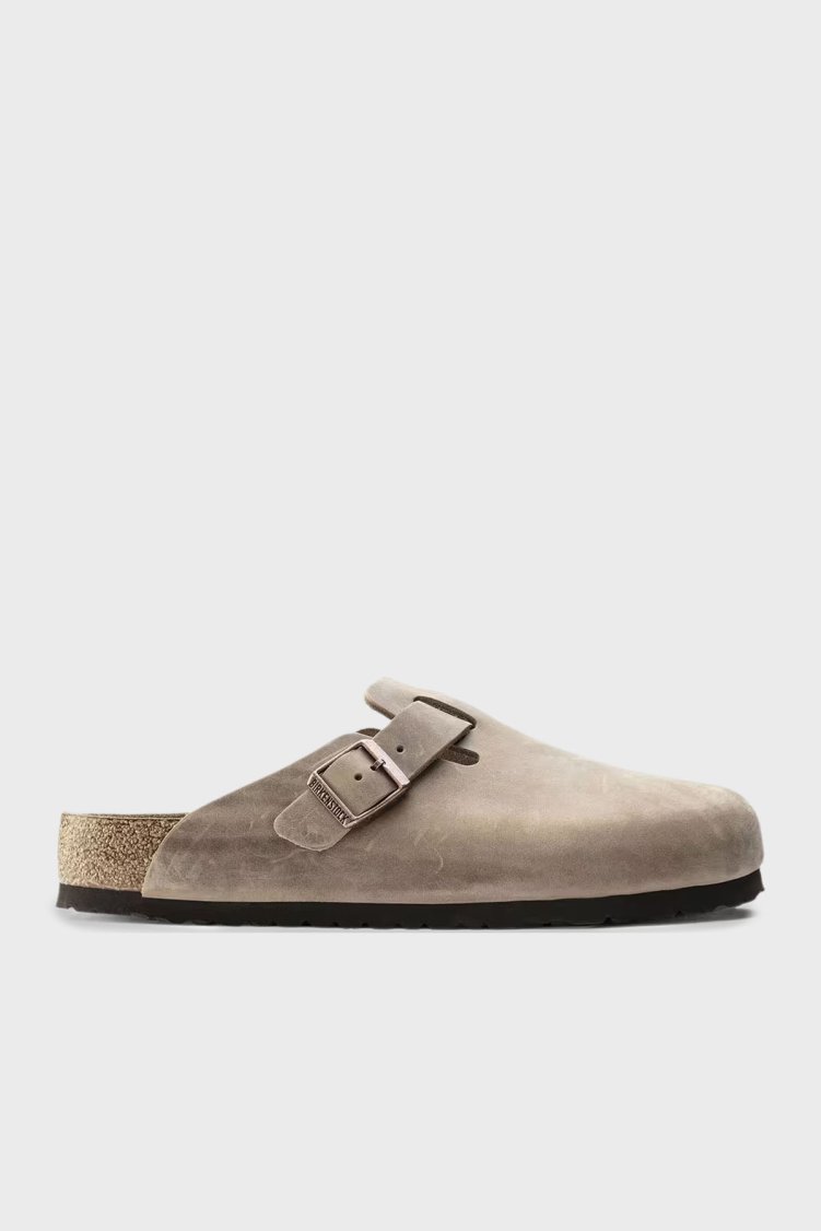 Birkenstock Boston Deri Kemer Detaylı Kapalı Unisex Terlik 1019484 AÇIK KAHVE - Birkenstock
