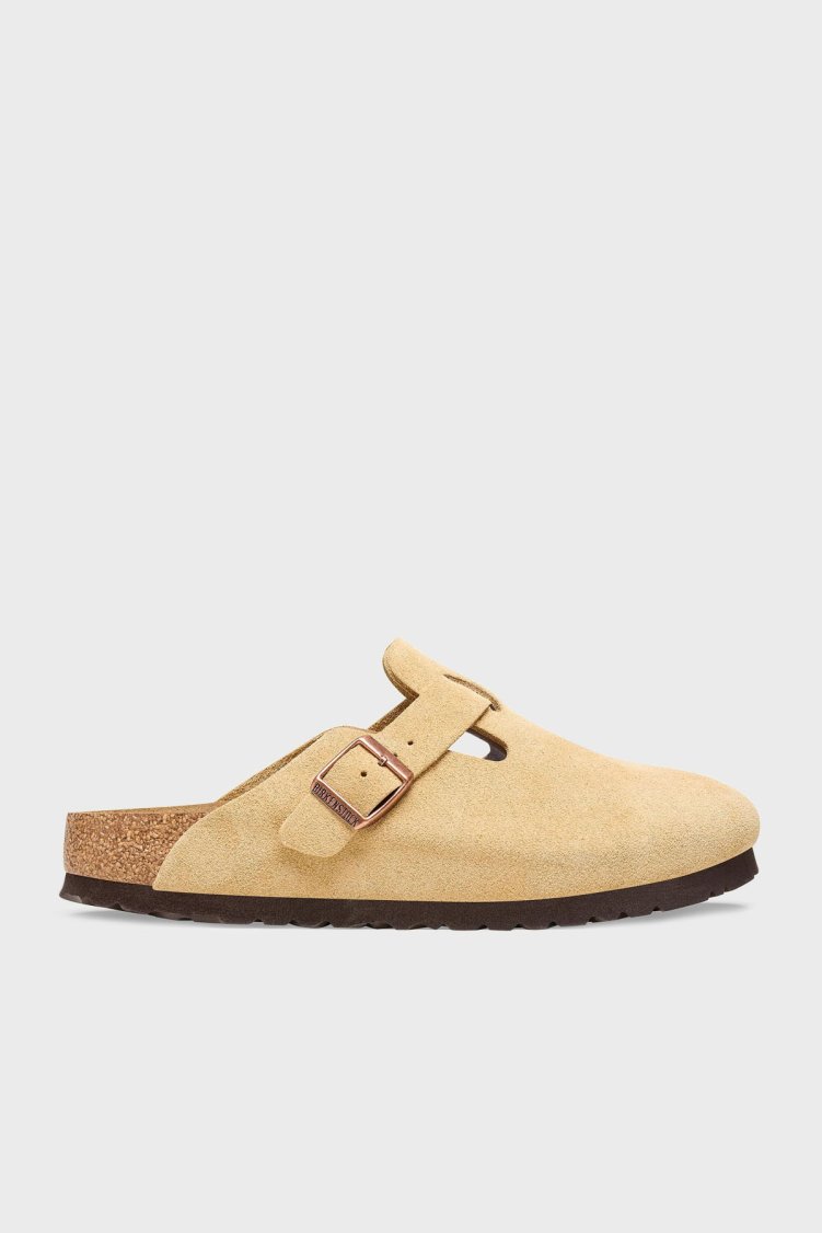 Birkenstock Boston Vl Kemer Detaylı Süet Unisex Terlik 1026164 BEJ - Birkenstock