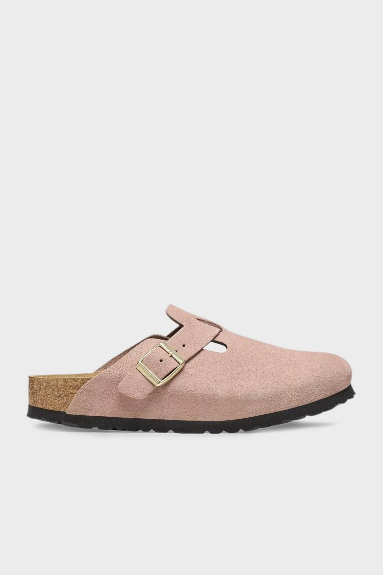 Birkenstock Boston Vl Kemer Detaylı Süet Unisex Terlik 1026171 AÇIK PEMBE - Birkenstock