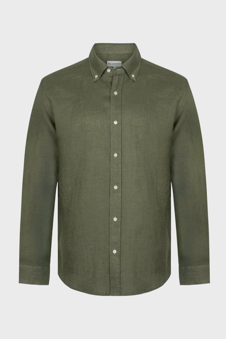Bluemint % 100 Keten Comfort Fit Klasik Yaka Uzun Kollu Erkek Gömlek MARTIN1 015 HAKİ - Bluemint (1)