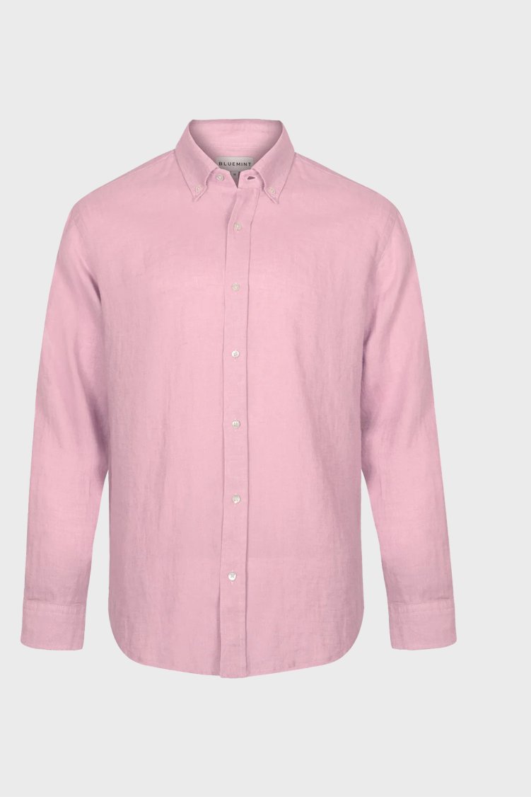Bluemint % 100 Keten Comfort Fit Uzun Kollu Erkek Gömlek MARTIN 164 PEMBE - Bluemint (1)