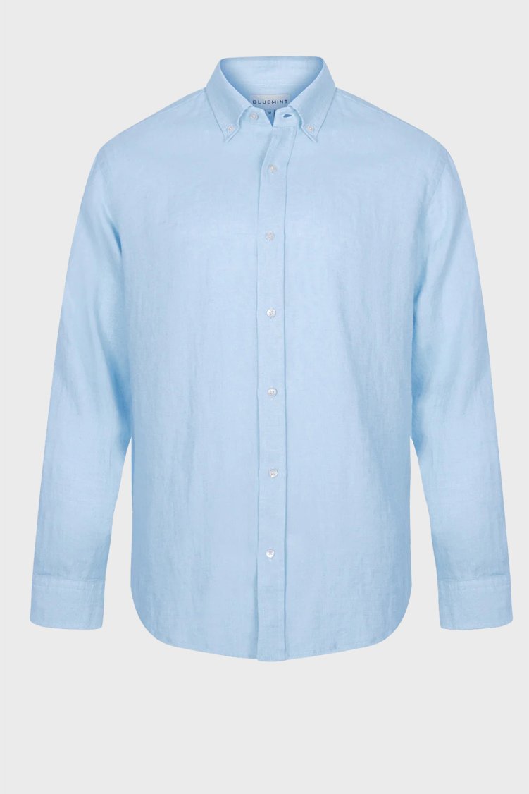 Bluemint % 100 Keten Comfort Fit Uzun Kollu Erkek Gömlek MARTIN 416 MAVİ - Bluemint (1)