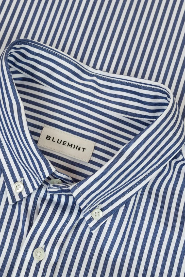 Bluemint Çizgili % 100 Pamuk Regular Fit Düğmeli Yaka Erkek Gömlek MILES 274 Lacivert - Bluemint (1)