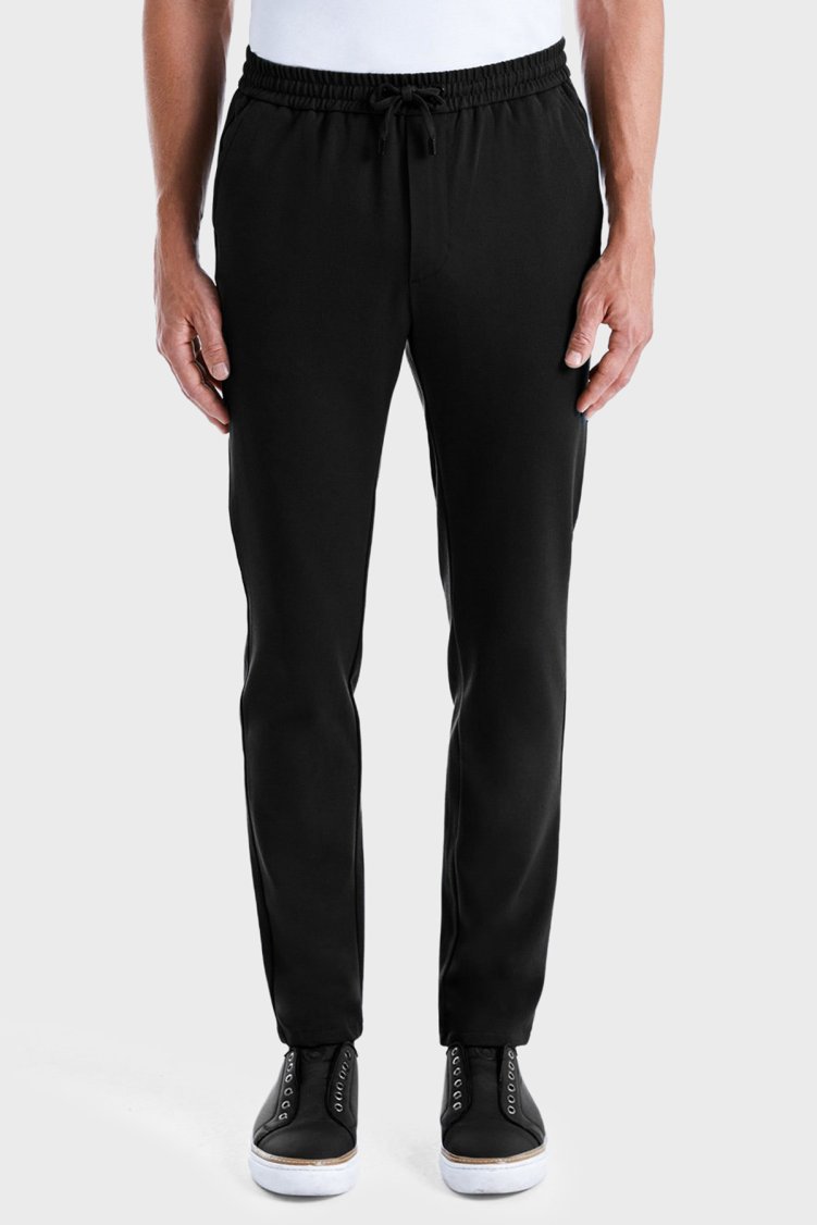 Bluemint Comfort Fit Belden Bağlamalı Düz Paça Jogger Erkek Pantolon BM25009160MW 111 SİYAH - Bluemint