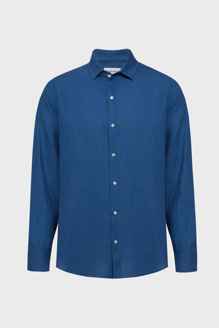 Bluemint Comfort Fit Klasik Yaka Uzun Kollu Keten Erkek Gömlek LUCA 1173 KOYU MAVİ - Bluemint (1)