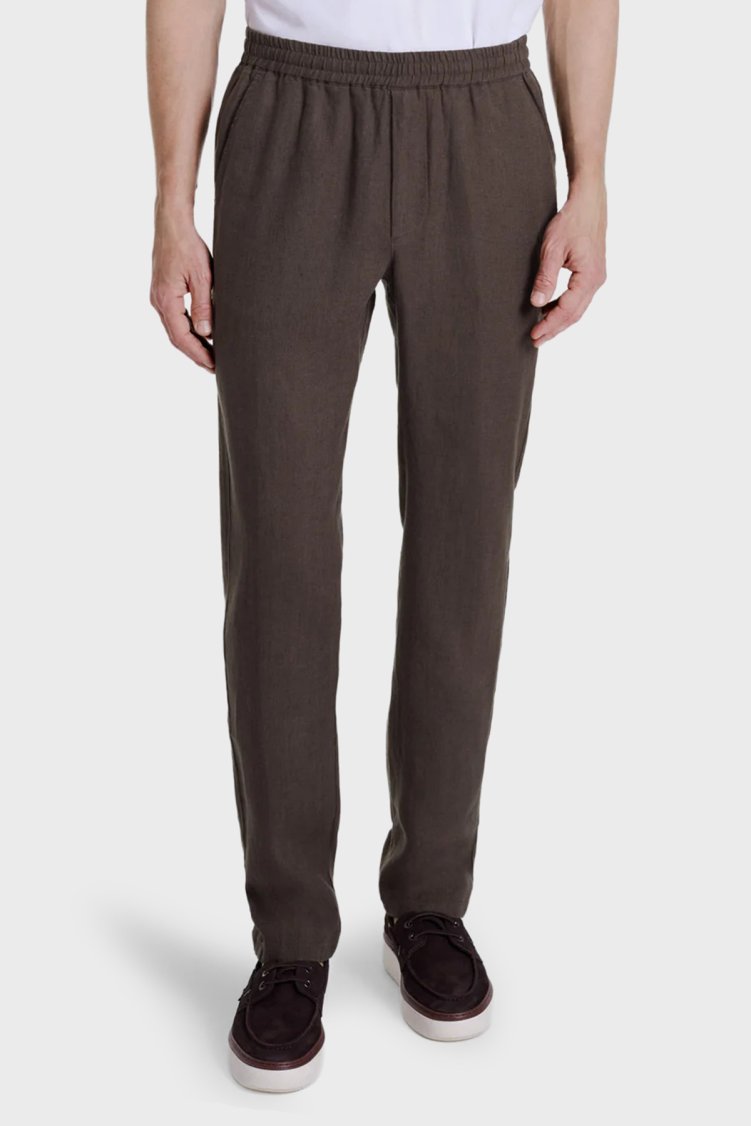 Bluemint Comfort Normal Bel Daralan Paça Keten Jogger Erkek Pantolon EDANJOGG 1327 KAHVE - Bluemint