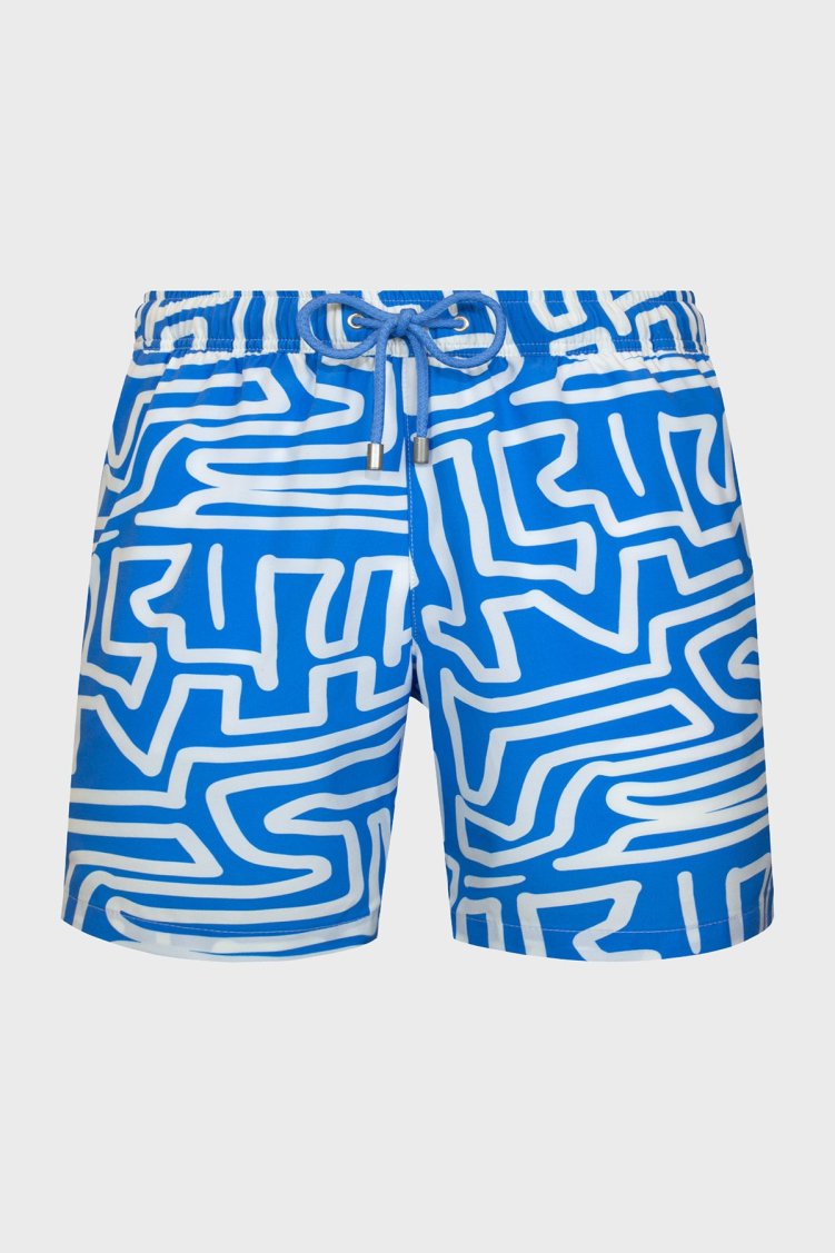 Bluemint Desenli Belden Bağlamalı Hızlı Kuruyan Erkek Mayo Short BM25003131MS 733 MAVİ-BEYAZ - Bluemint (1)