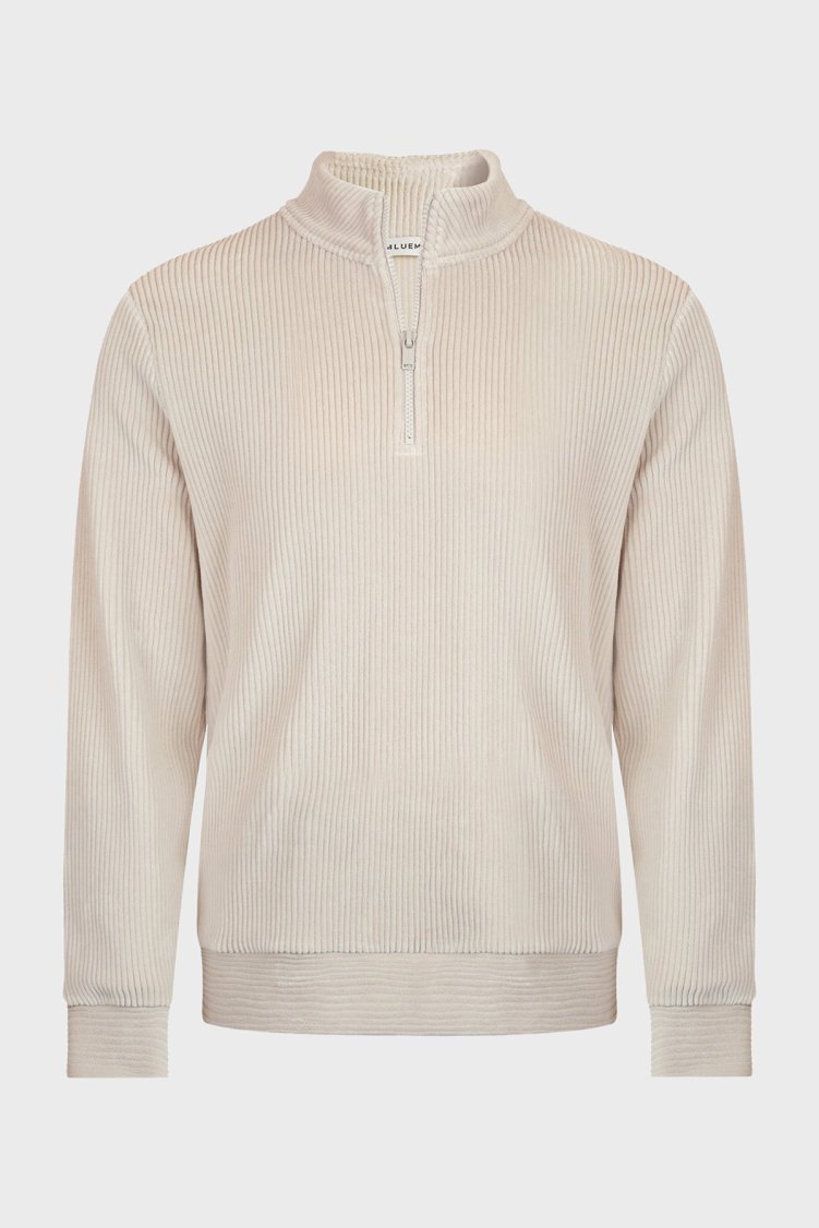 Bluemint Fitilli Pamuklu Comfort Fit Yarım Fermuarlı Dik Yaka Erkek Sweat BM25019345MW 1239 BEJ - Bluemint (1)