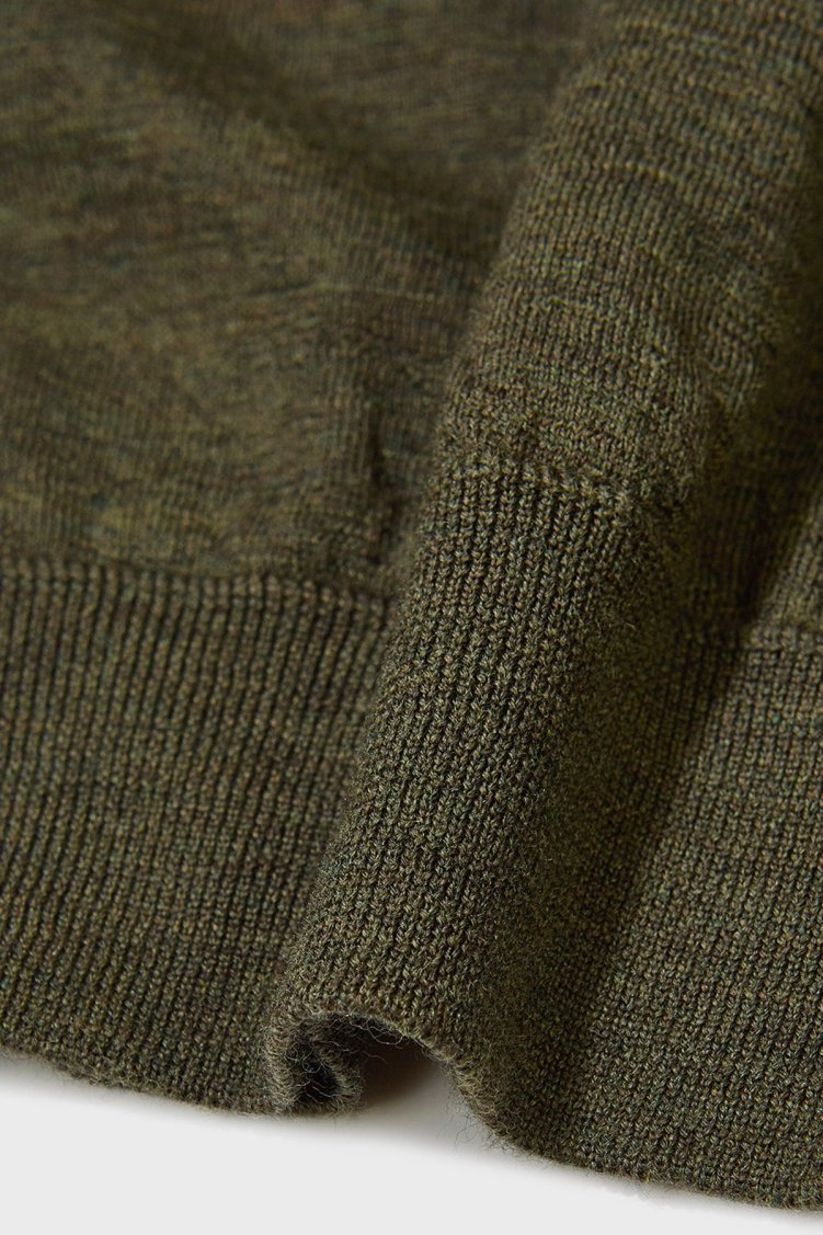 Bluemint Frank % 100 Yün Regular Fit Bisiklet Yaka Erkek Kazak BM2420101MW 979 Olive Melanj - Bluemint (1)