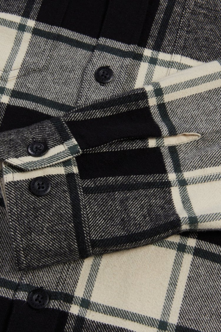 Bluemint James % 100 Pamuk Regular Fit Çift Cepli Erkek Gömlek BM24062344MW1 113 SİYAH-GRİ - Bluemint (1)