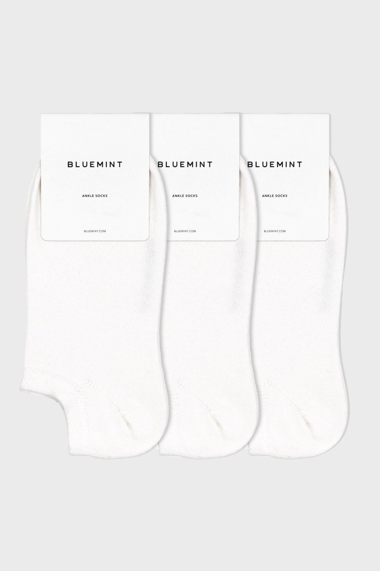 Bluemint Logolu Streç Pamuklu Kısa Erkek Çorap BM250232624A 112 BEYAZ - Bluemint