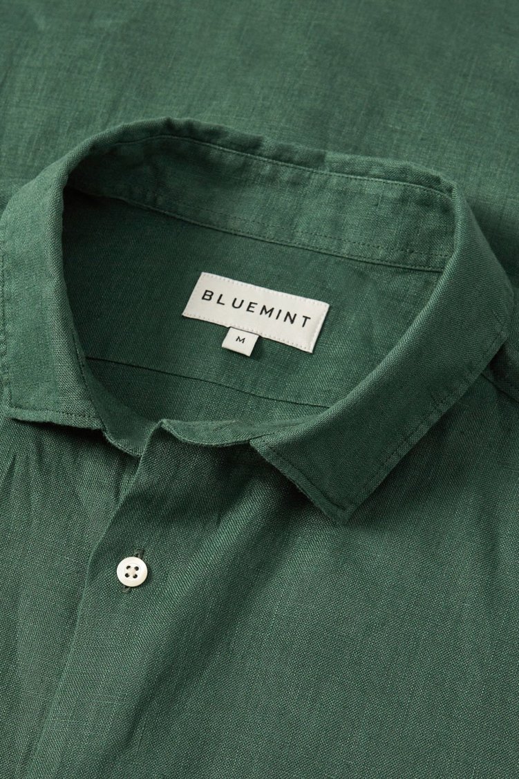Bluemint Luca % 100 Keten Comfort Fit Erkek Gömlek BM24002092MS 1004 YEŞİL - Bluemint (1)