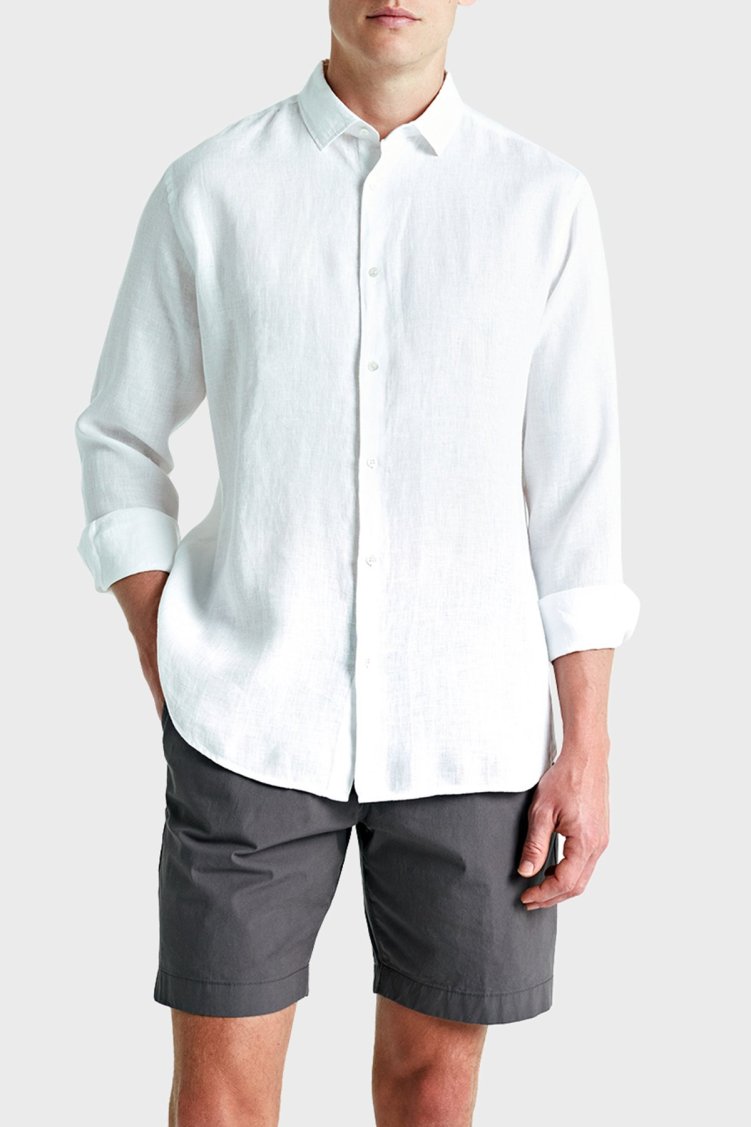 Bluemint Luca % 100 Keten Comfort Fit Erkek Gömlek BM24002092MS 112 BEYAZ - Bluemint