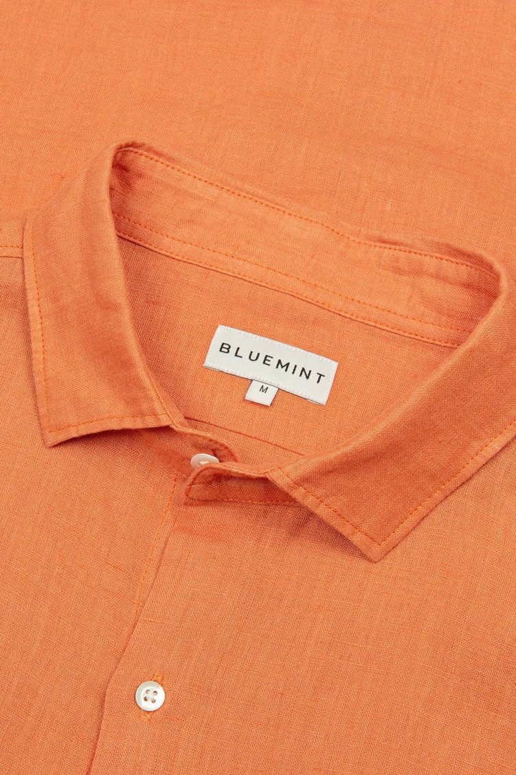 Bluemint Luca % 100 Keten Uzun Kollu Comfort Fit Erkek Gömlek BM23002092MS 937 TURUNCU - Bluemint (1)