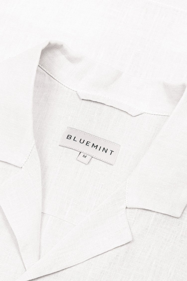Bluemint Mars % 100 Keten Comfort Fit Kısa Kollu Erkek Gömlek BM24002107MS 112 BEYAZ - Bluemint (1)