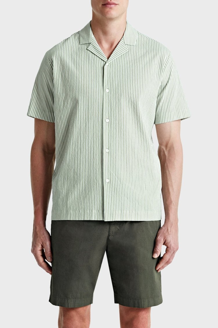 Bluemint Mars Streç Pamuklu Comfort Fit Kısa Kollu Erkek Gömlek BM24002295MS 1006 YEŞİL - Bluemint