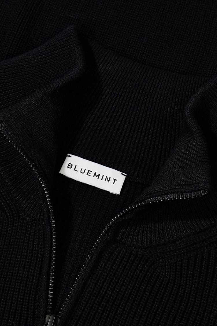 Bluemint Nelson % 100 Pamuk Relaxed Fit Yarım Fermuarlı Dik Yaka Erkek Kazak BM25020347MW 111 SİYAH - Bluemint (1)