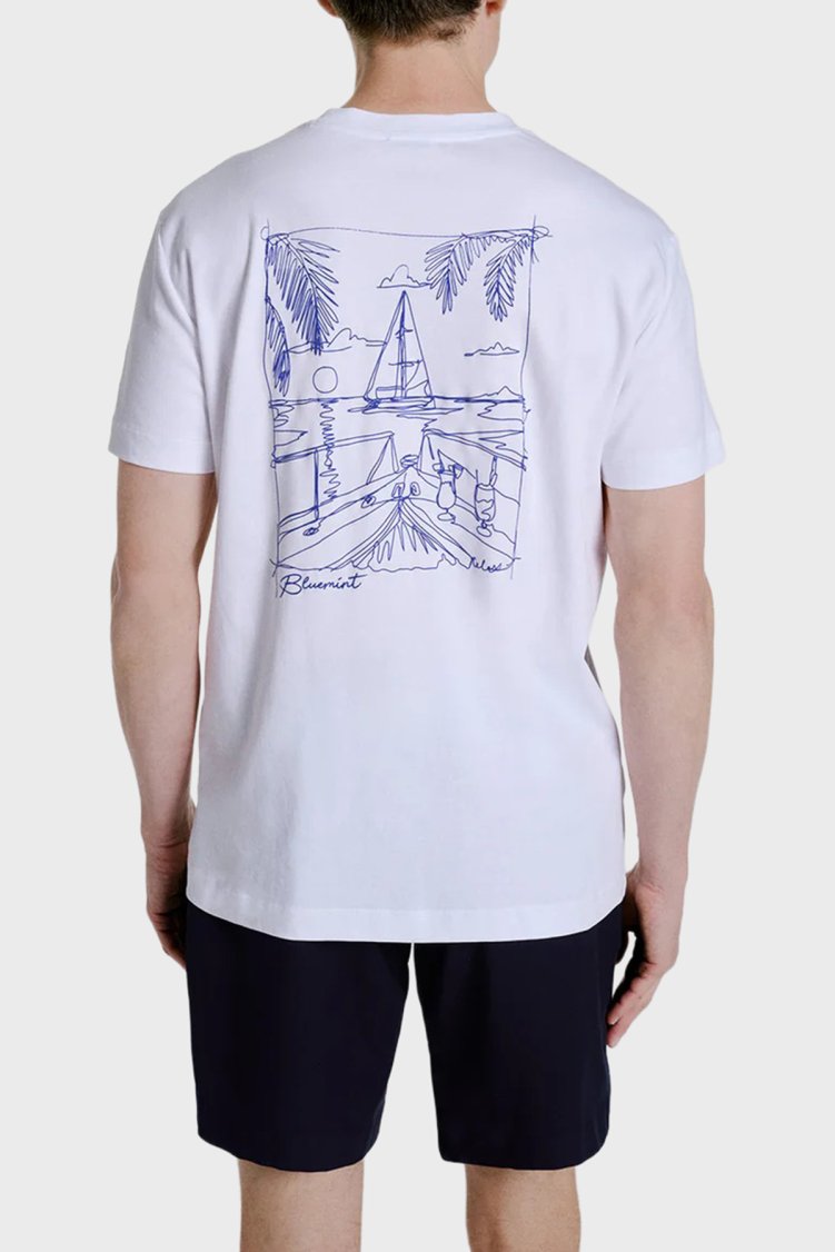 Bluemint Pamuklu Relaxed Fit Sırt Baskılı Bisiklet Yaka Erkek T Shirt NOLANPRINT 1326 BEYAZ - Bluemint (1)