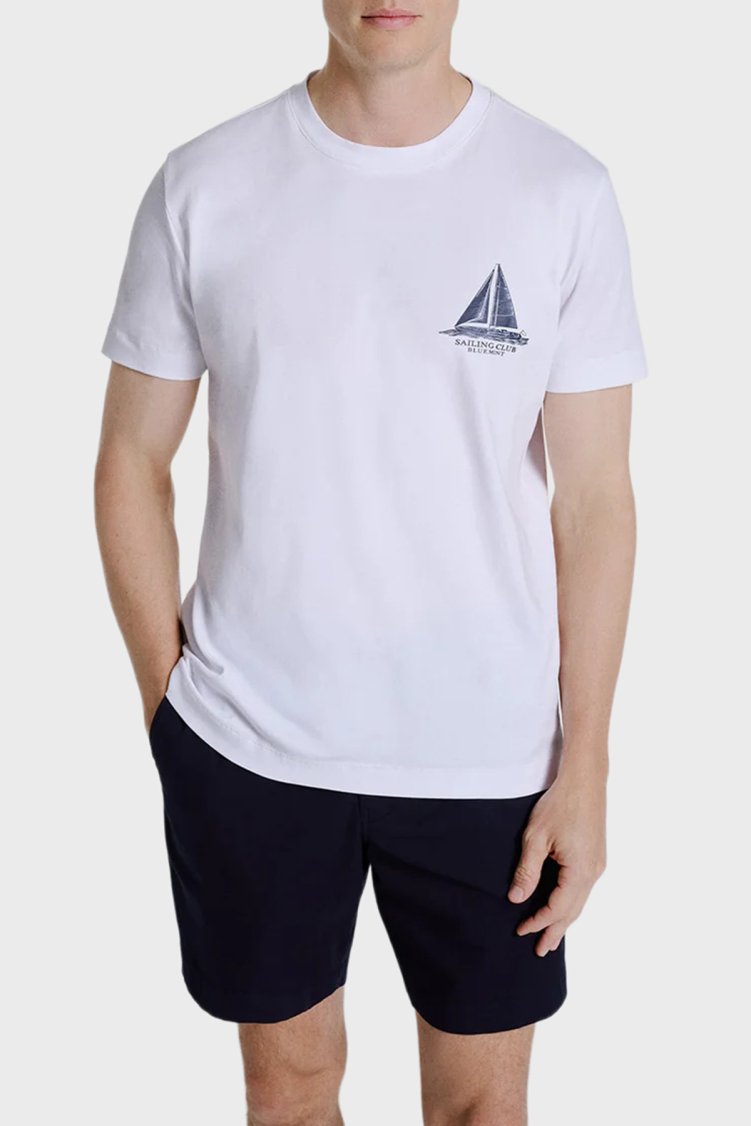 Bluemint Pamuklu Relaxed Fit Sırt Baskılı Bisiklet Yaka Erkek T Shirt NOLANPRINT 1337 BEYAZ - Bluemint