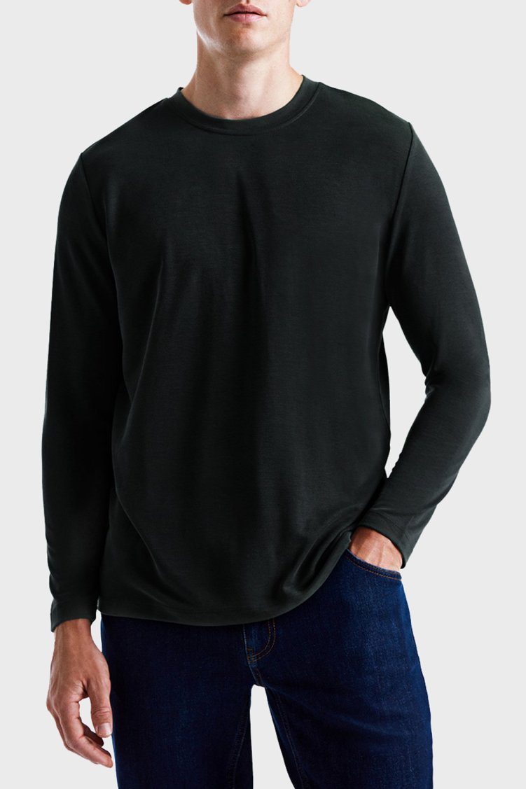 Bluemint Seth Long Modal Comfort Fit Bisiklet Yaka Uzun Kollu Erkek T Shirt BM24001334MW 111 SİYAH - Bluemint
