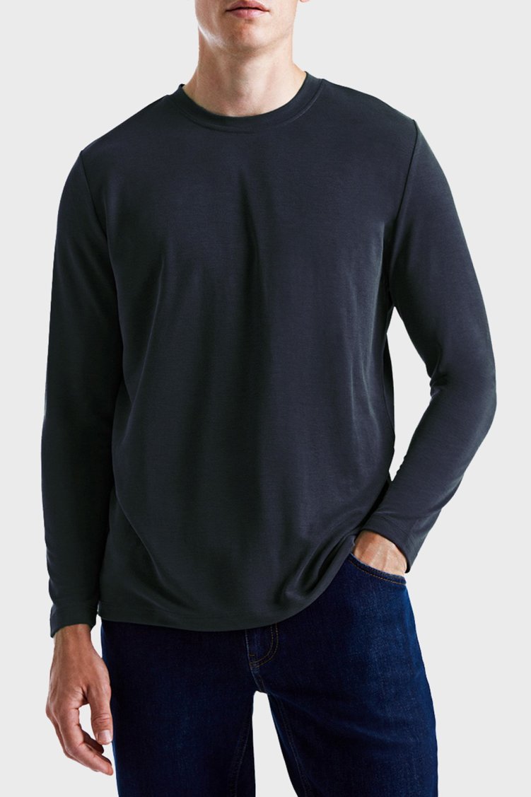 Bluemint Seth Long Modal Comfort Fit Bisiklet Yaka Uzun Kollu Erkek T Shirt BM24001334MW 155 LACİVERT - Bluemint