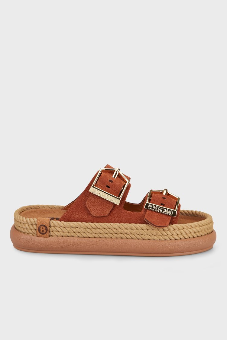 Bohonomad Sydney 2.0 Deri Hasır Detaylı Çift Bantlı Tokalı Kadın Terlik SYD212-00022 TABA - Bohonomad