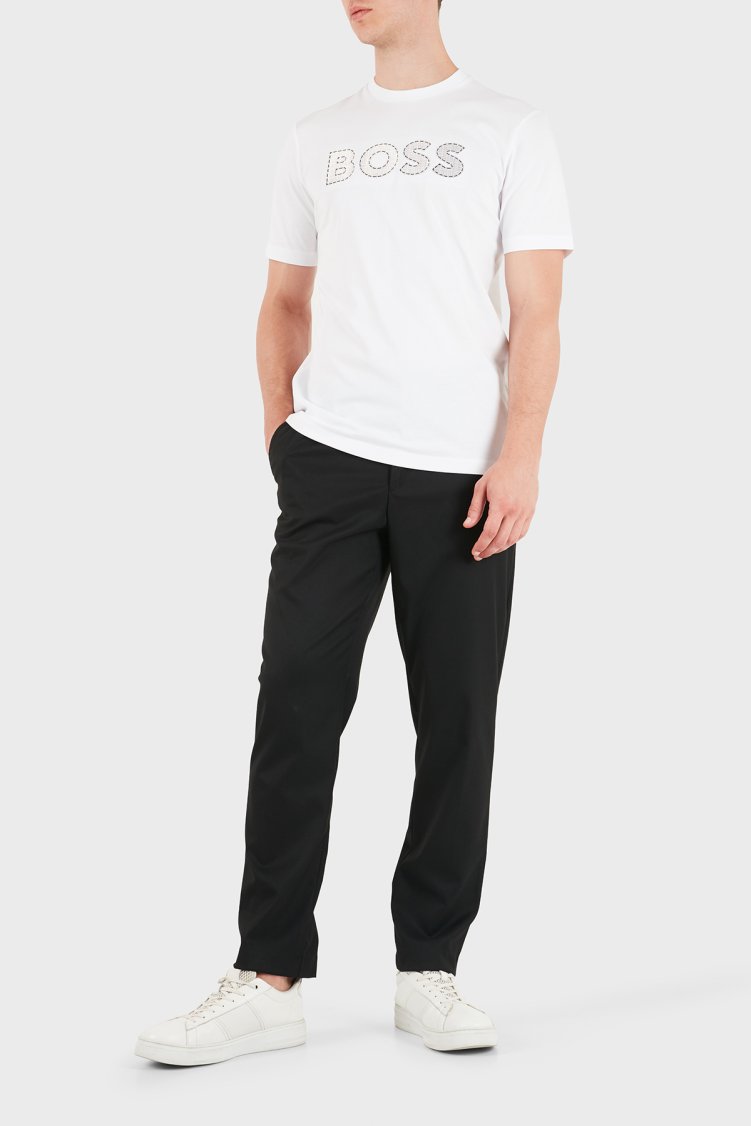 Boss % 100 Pamuk Regular Fit Bisiklet Yaka Erkek T Shirt 50565630 100 Beyaz - Boss (1)