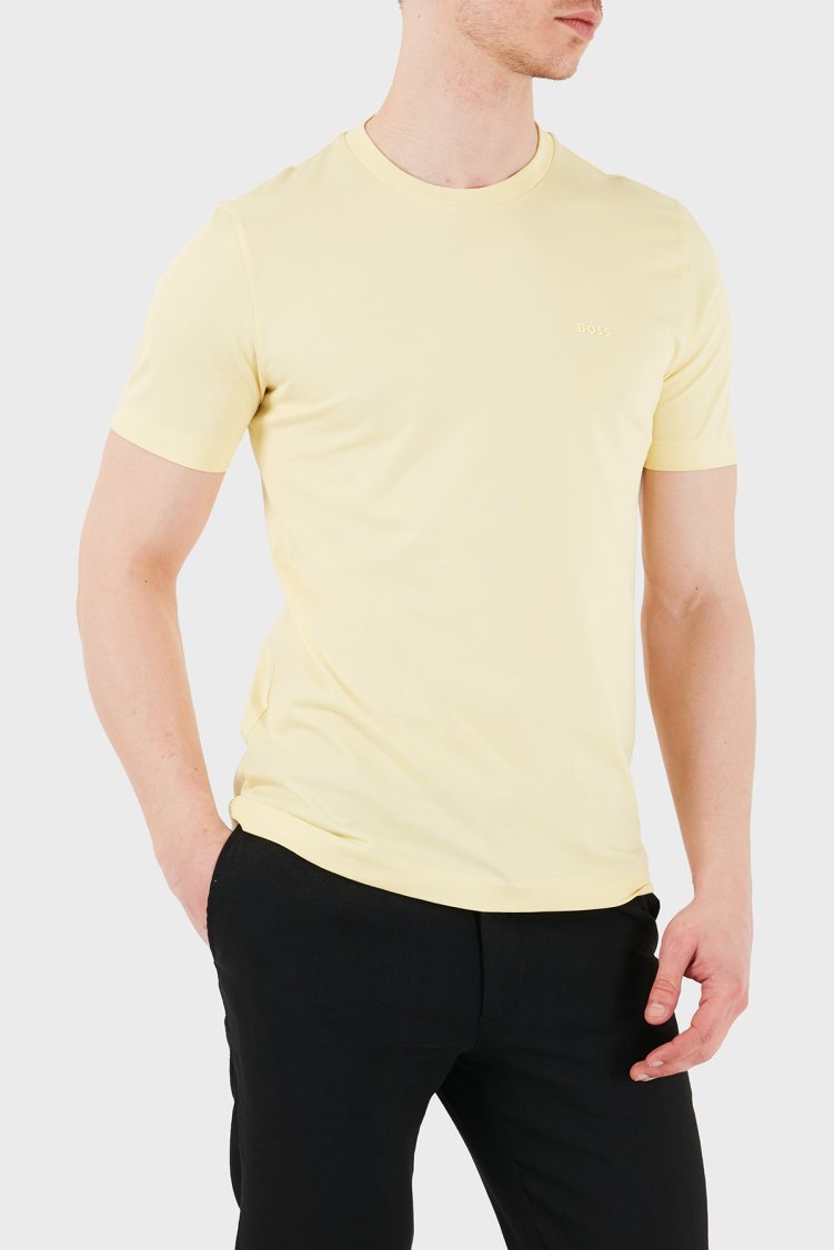 Boss % 100 Pamuk Regular Fit Bisiklet Yaka Jarse Erkek T Shirt 50468347 749 SARI - Boss