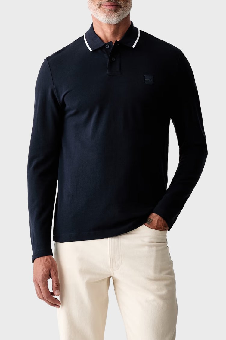 Boss % 100 Pamuk Regular Fit Düğmeli Erkek Polo 50566186 404 Lacivert - Boss