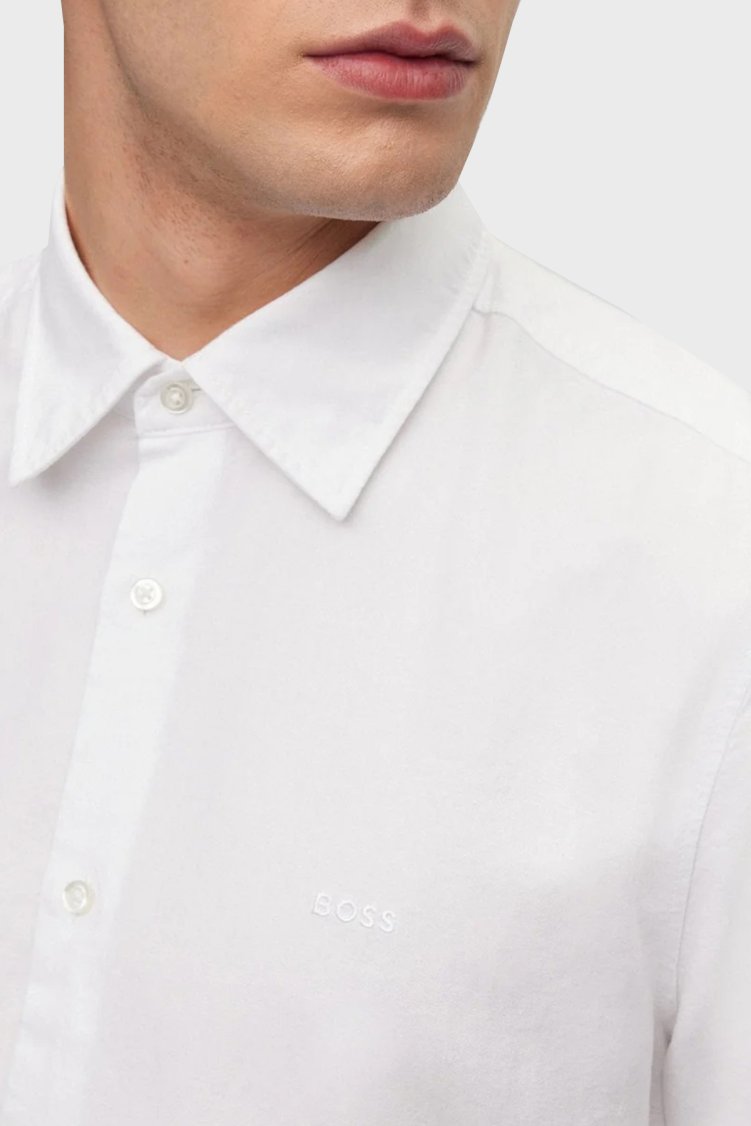 Boss % 100 Pamuk Regular Fit Kısa Kollu Kent Yaka Erkek Gömlek 50489351 100 BEYAZ - Boss (1)