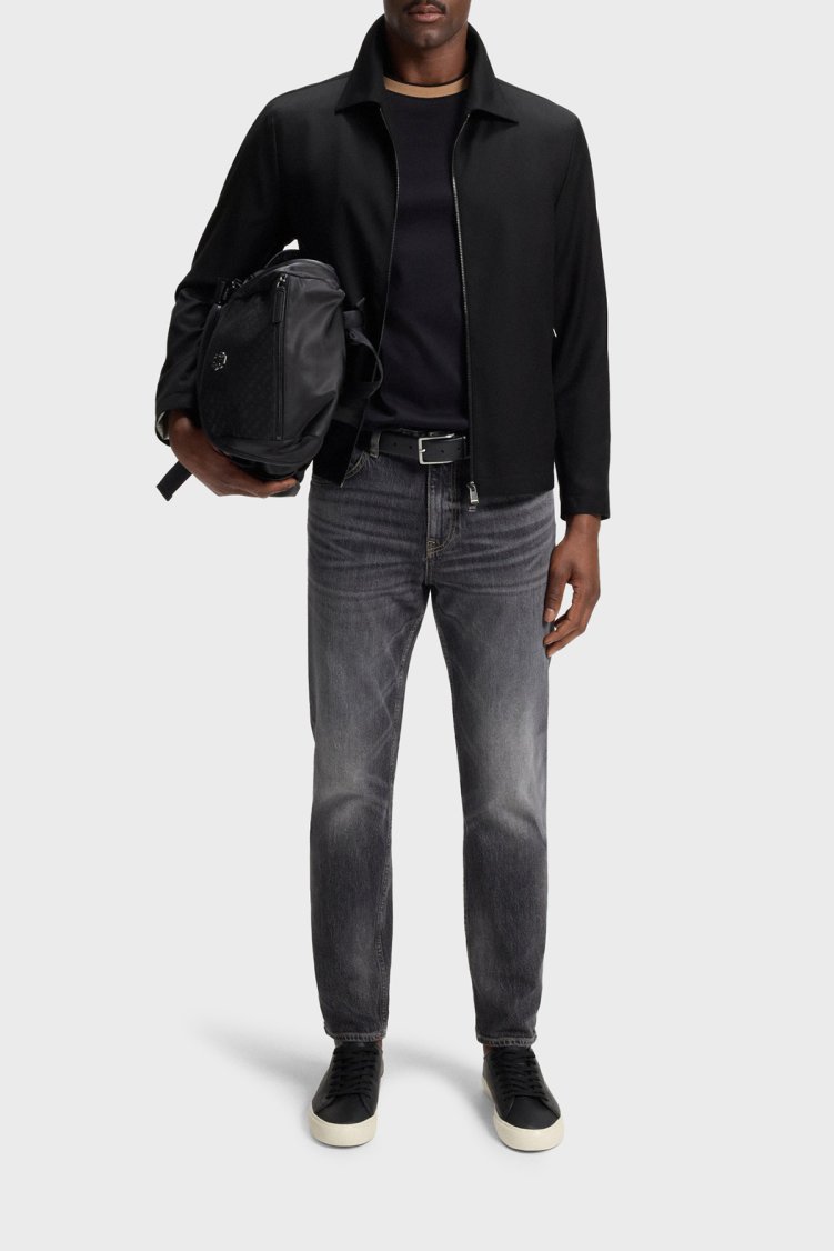 Boss % 100 Yün Slim Fit Yaka Fermuarlı Erkek Ceket 50545898 001 SİYAH - Boss (1)