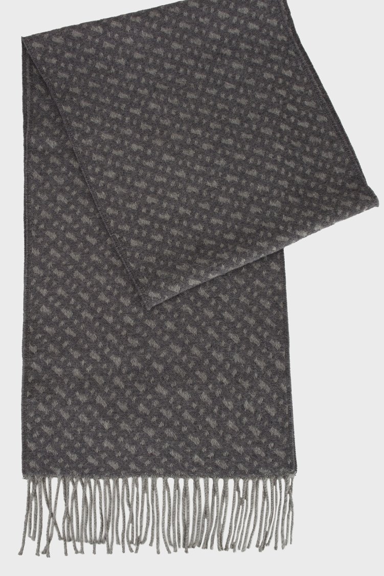 Boss 30 x 168 cm Logolu Yünlü Saçaklı Erkek Atkı 50549851 030 FÜME - Boss (1)