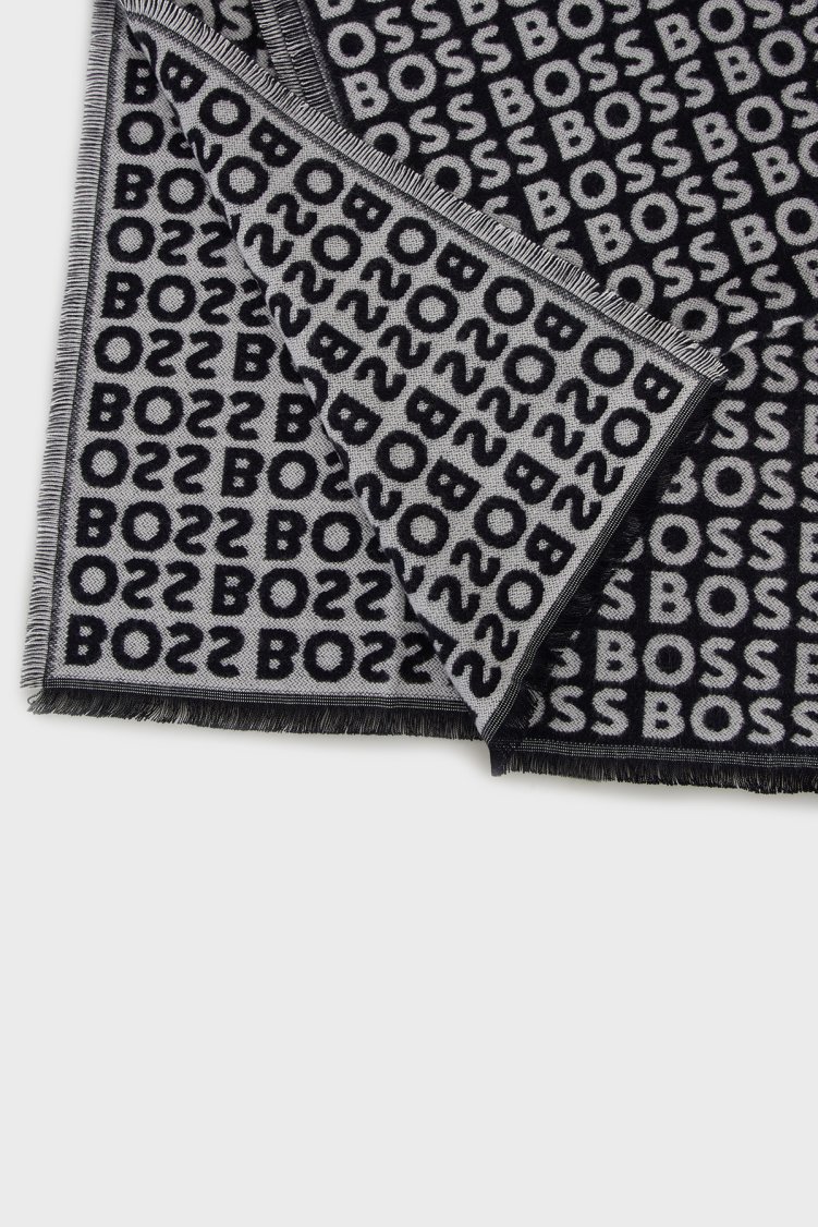 Boss 41 x 185 cm Logolu Çift Taraflı Erkek Şal 50518661 405 LACİVERT - Boss (1)