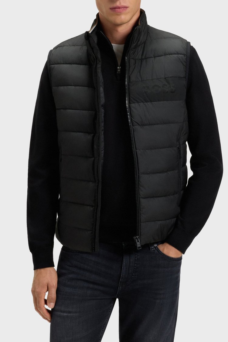 Boss Astarlı Kapitoneli Regular Fit Dik Yaka Şişme Erkek Yelek 50518375 001 SİYAH - Boss