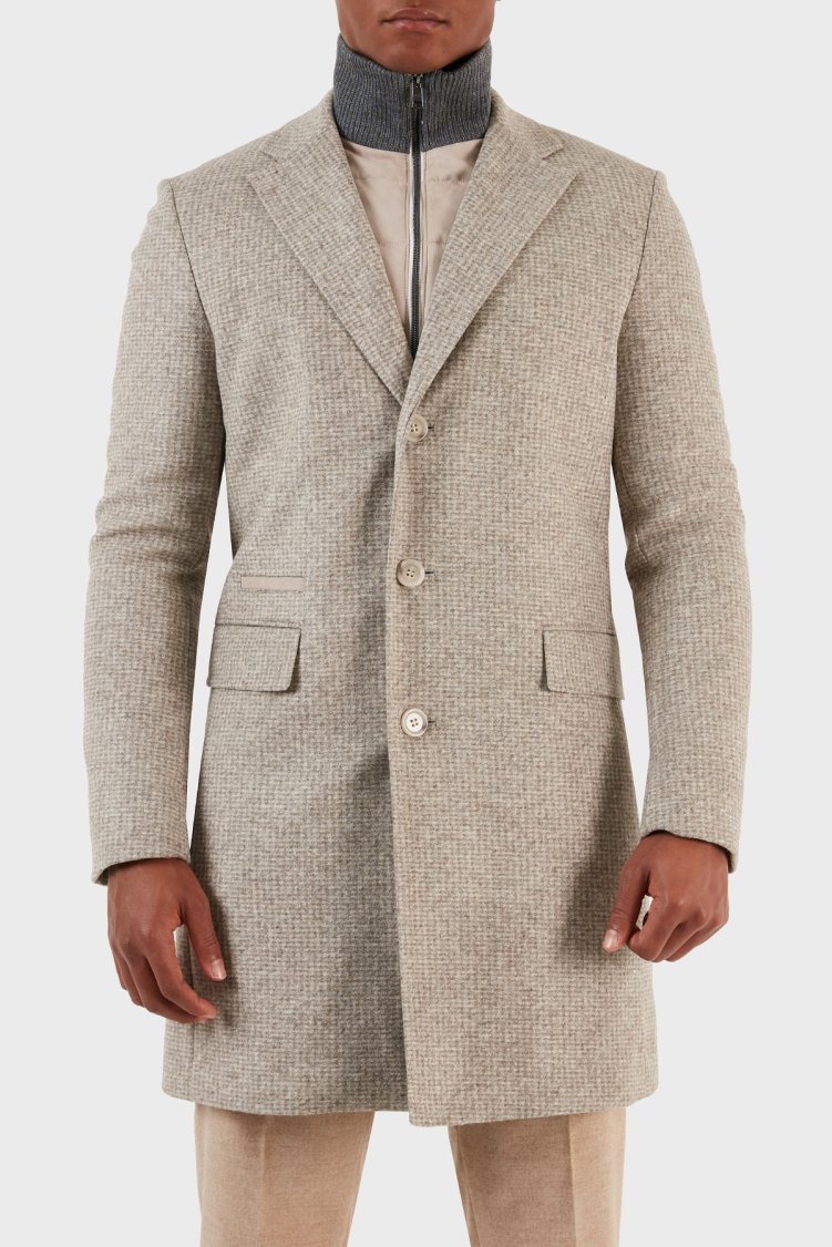 Boss Çıkarılabilir İç Panelli Yün Karışımlı Slim Fit Erkek Kaban 50502320 131 BEJ - Boss