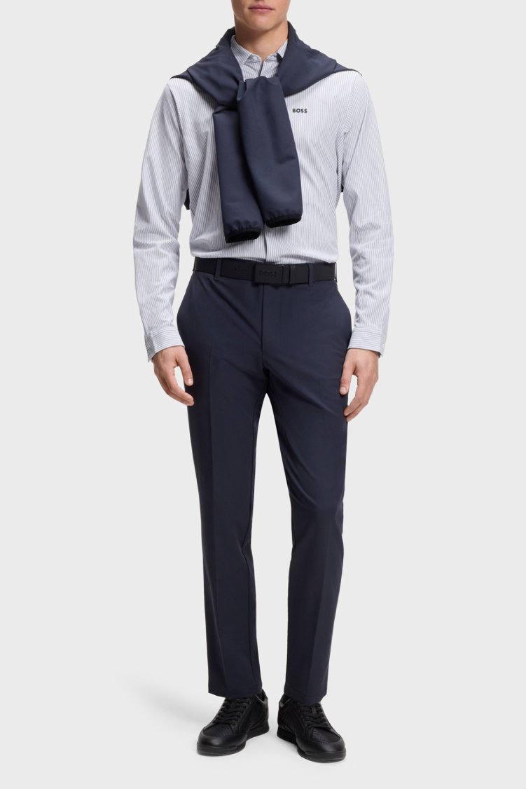 Boss Çizgili % 100 Pamuk Regular Fit Düğmeli Yaka Erkek Gömlek 50565852 026 Gri - Boss (1)