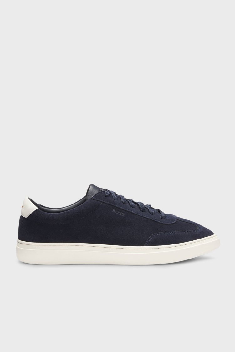 Boss Hakiki Deri Ve Süet Detaylı Sneaker Erkek Ayakkabı 50548715 402 LACİVERT - Boss