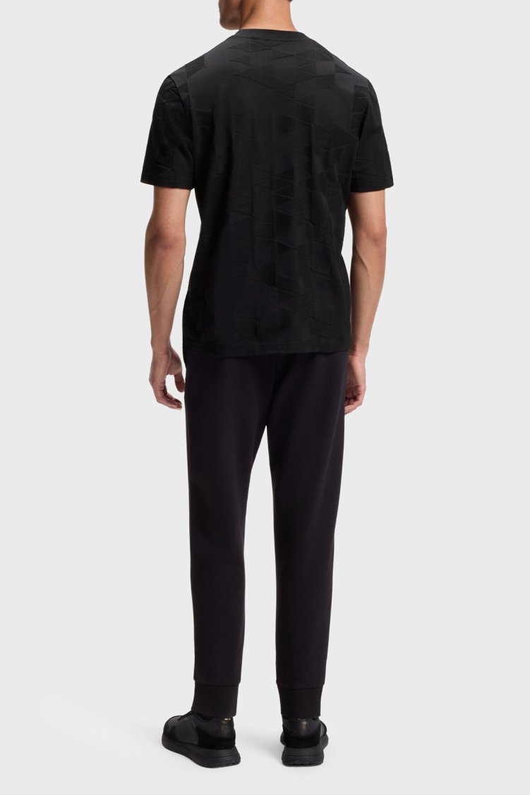 Boss Jakarlı % 100 Pamuk Bisiklet Yaka Erkek T Shirt 50563981 001 Siyah - Boss (1)