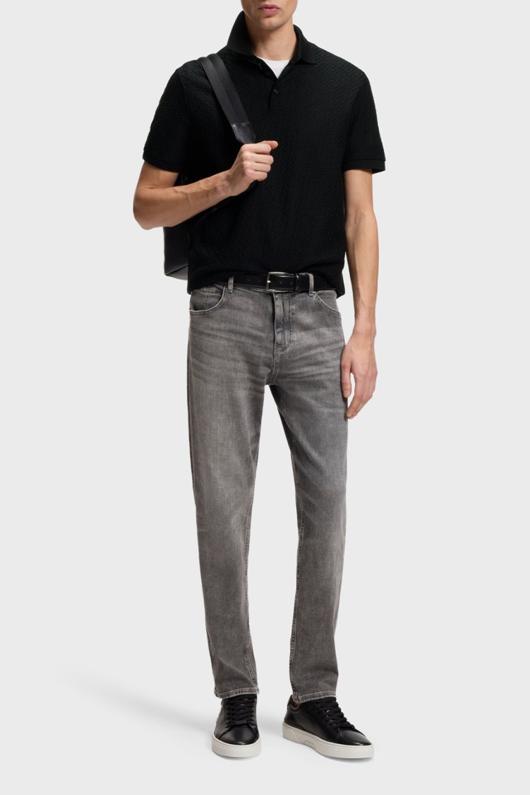 Boss Jakarlı % 100 Pamuk Regular Fit Düğmeli Erkek Polo 50557403 001 SİYAH - Boss (1)