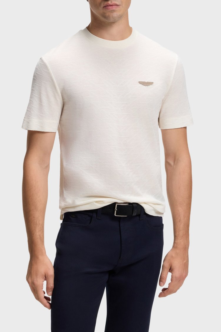 Boss Jakarlı Logolu Regular Fit Bisiklet Yaka Erkek T Shirt 50565175 118 Bej - Boss