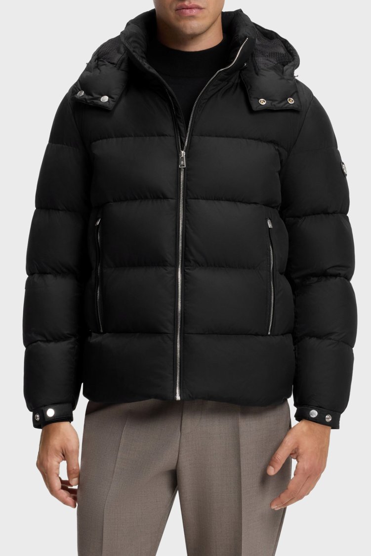 Boss Kapitoneli Regular Fit Çıkarılabilir Kapüşonlu Şişme Erkek Mont 50565108 001 Siyah - Boss