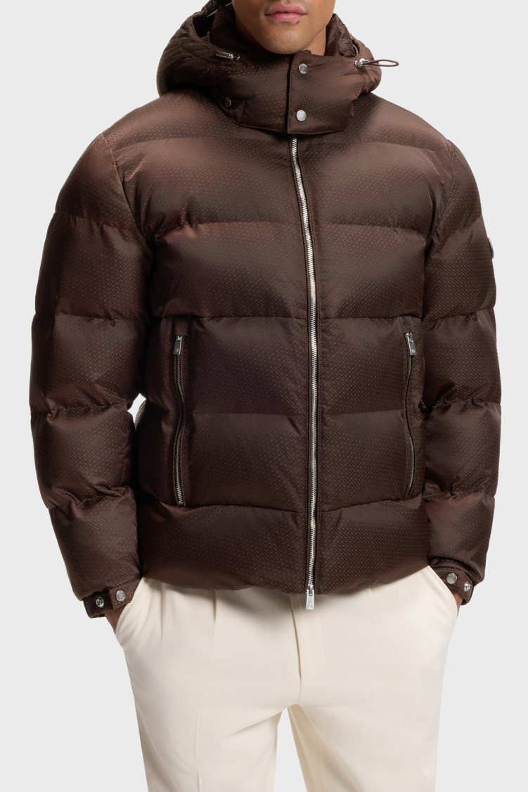 Boss Kapitoneli Regular Fit Çıkarılabilir Kapüşonlu Şişme Erkek Mont 50565112 209 Kahve - Boss