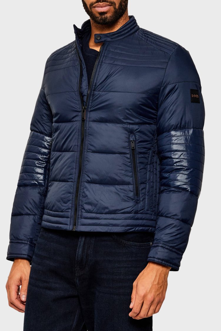Boss Kapitoneli Regular Fit Dik Yaka Erkek Mont 50543624 404 LACİVERT - Boss
