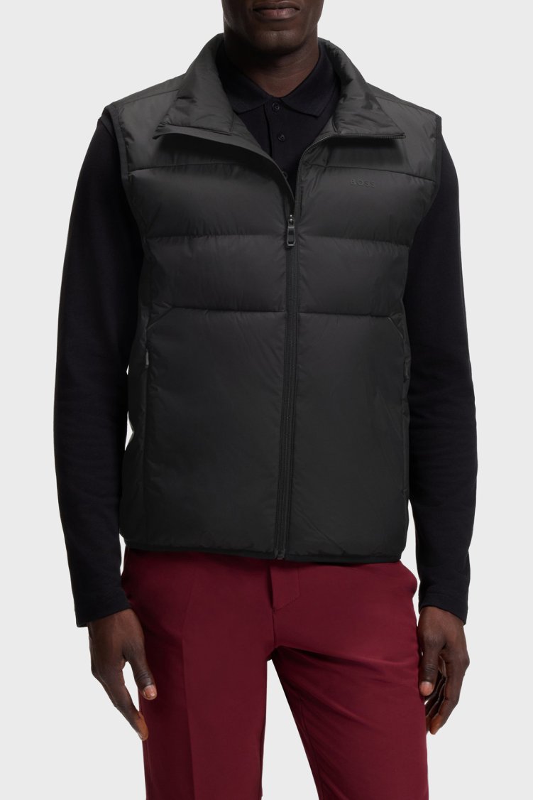 Boss Kapitoneli Regular Fit Dik Yaka Erkek Yelek 50565207 001 Siyah - Boss