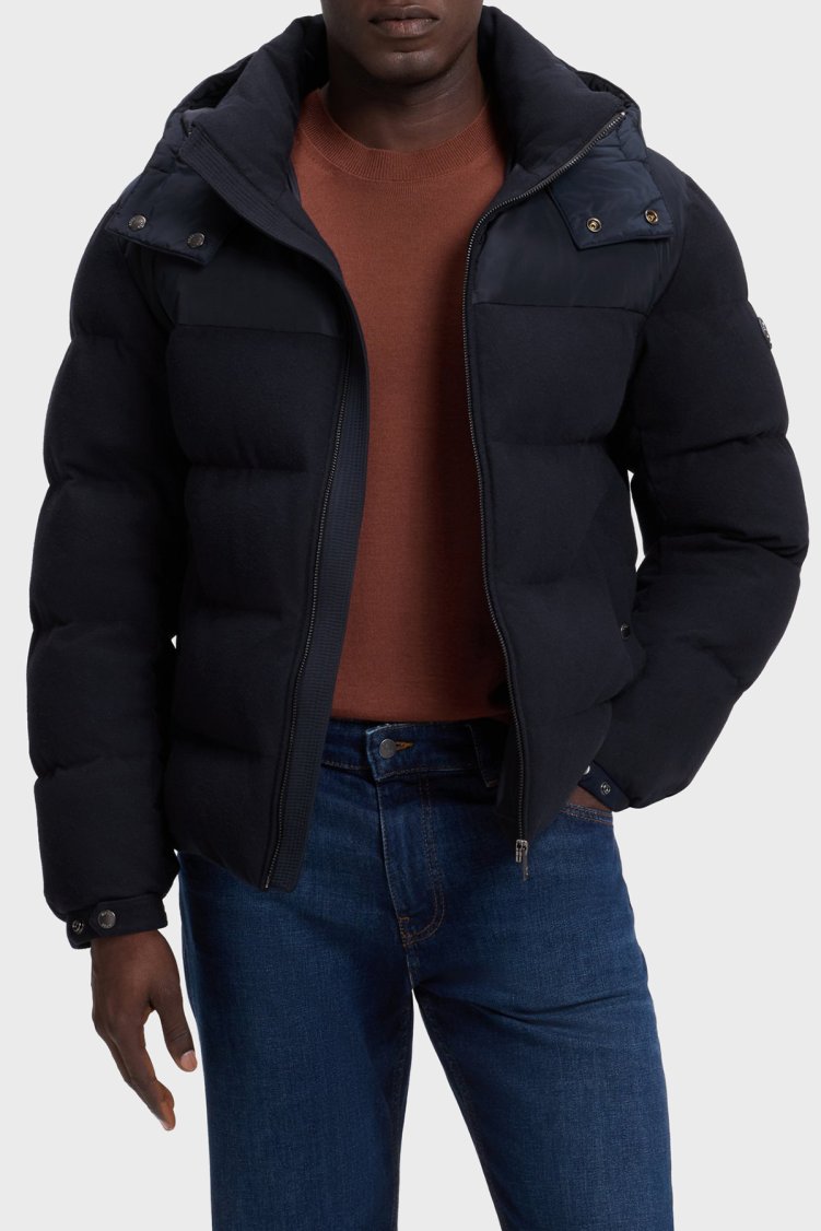 Boss Kapitoneli Regular Fit Kapüşonlu Şişme Erkek Mont 50565106 404 Lacivert - Boss