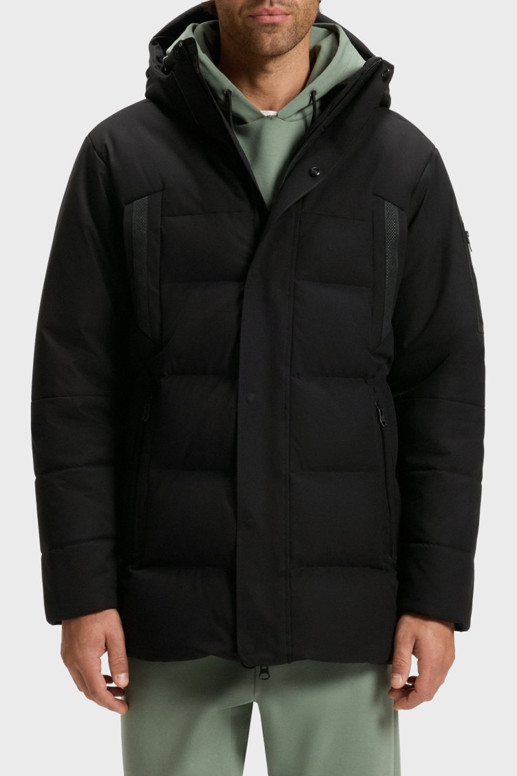 Boss Kapitoneli Regular Fit Çıkarılabilir Kapüşonlu Su İtici Parka Erkek Mont 50547262 001 SİYAH - Boss